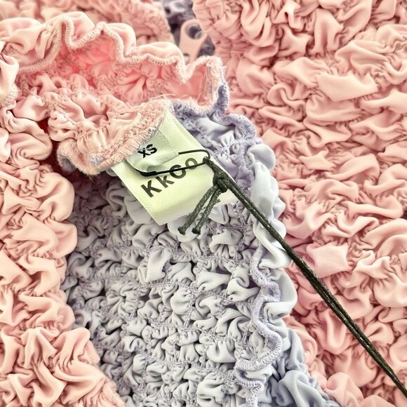 KkCo Split Popcorn Polo Shirt New Size XS Baby Tee Y2K - Picture 8 of 9